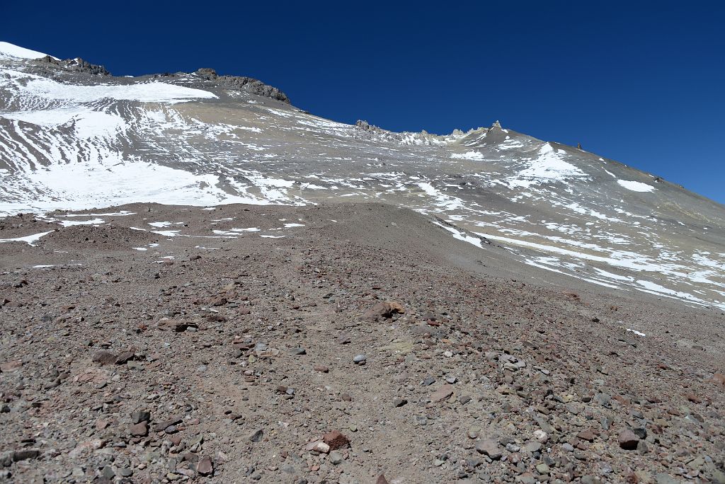 03 The Trail To Aconcagua Camp 3 Colera Zig Zags Just To The Right of Centre With Independencia Just To The Right Of The Snow In The Upper Left